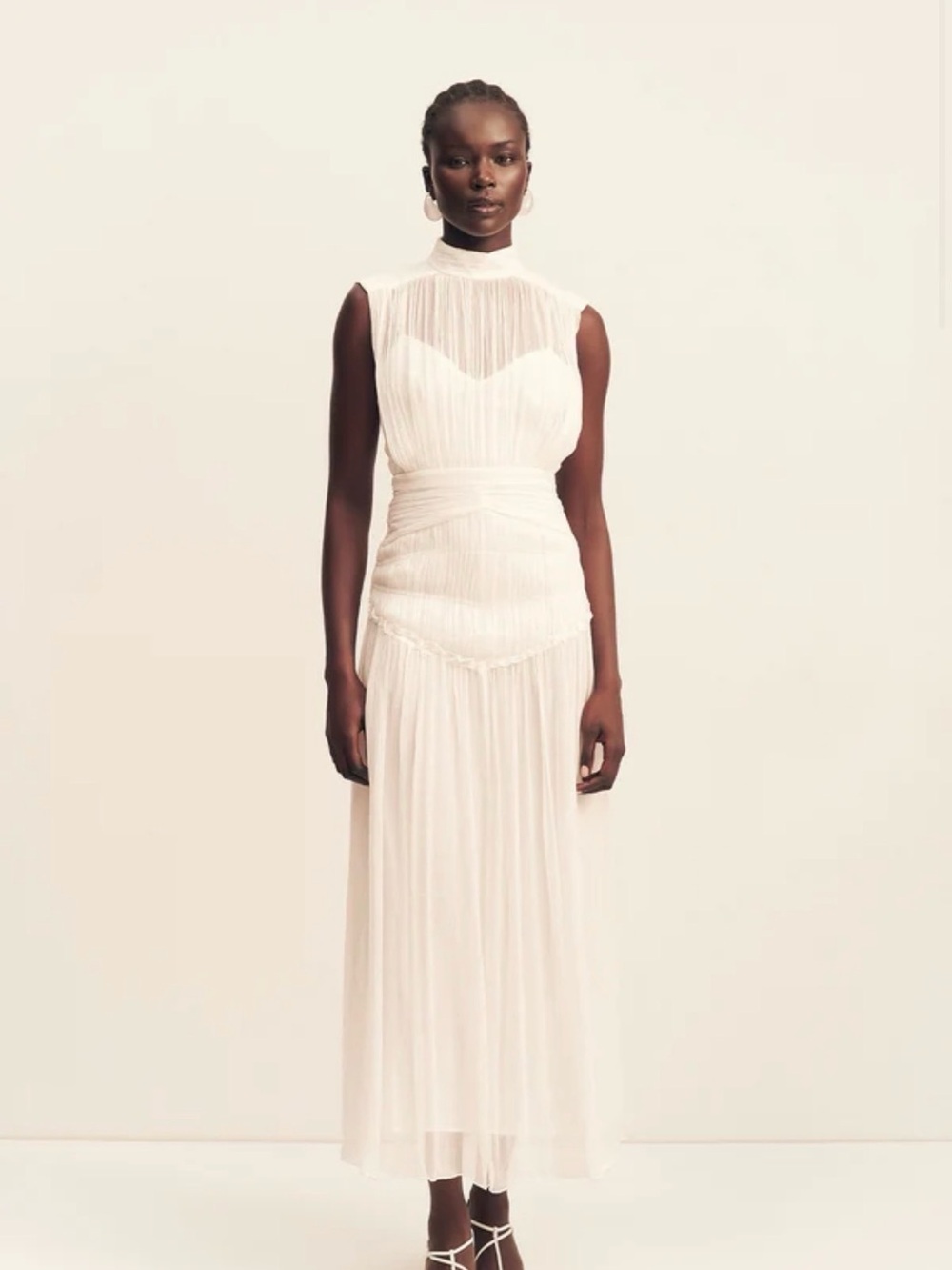 Shona Joy Clemence High Neck Maxi Dress - Ivory